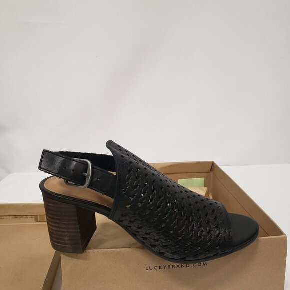 Lucky Brand Womens Verazino Woven Open Toe Slingback Sandals in Black - Size 5.5 - Picture 5 of 8